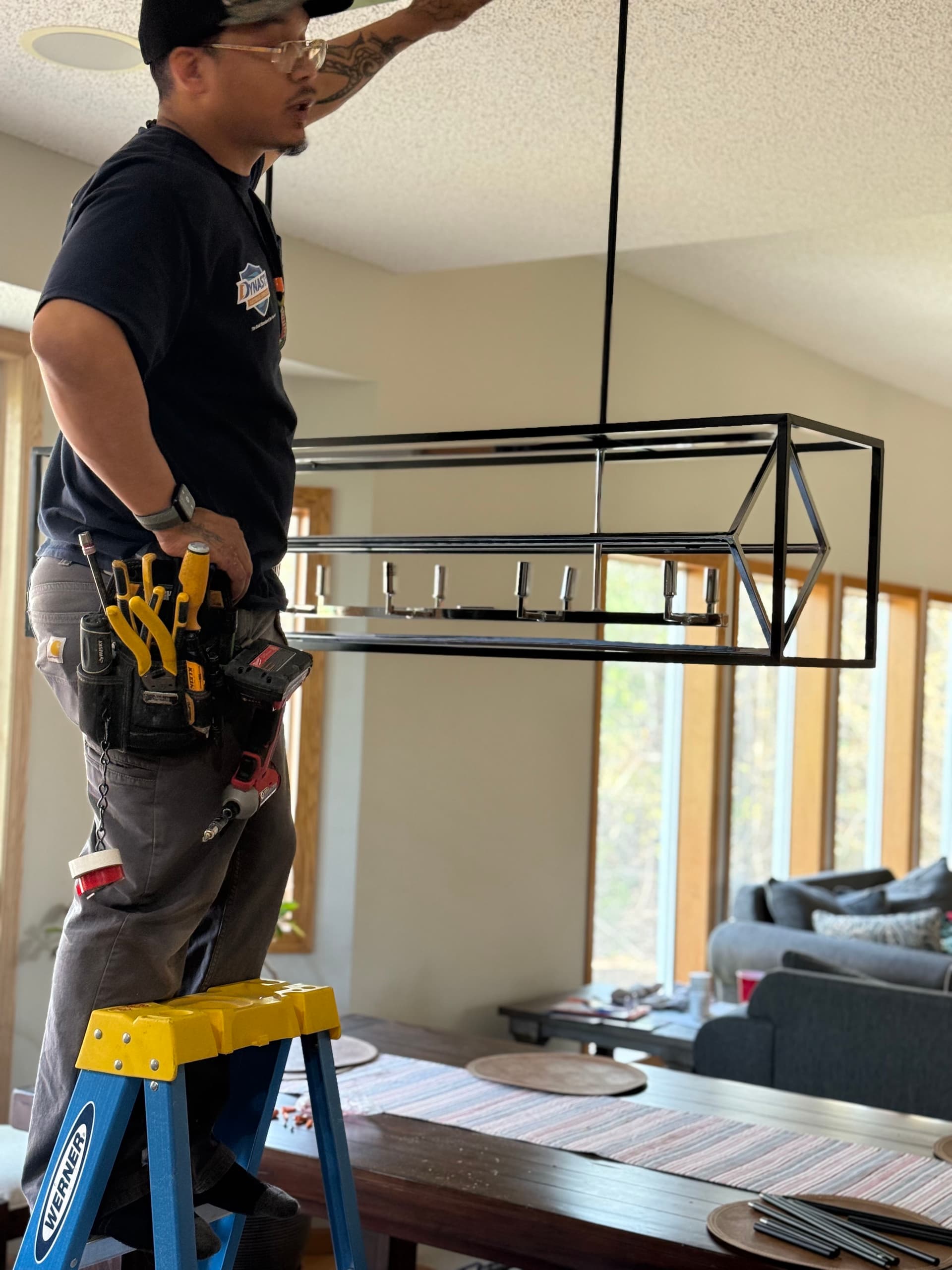 Gallery photos for Drop chandelier installation in a dining room in inver grove heights: Image #2